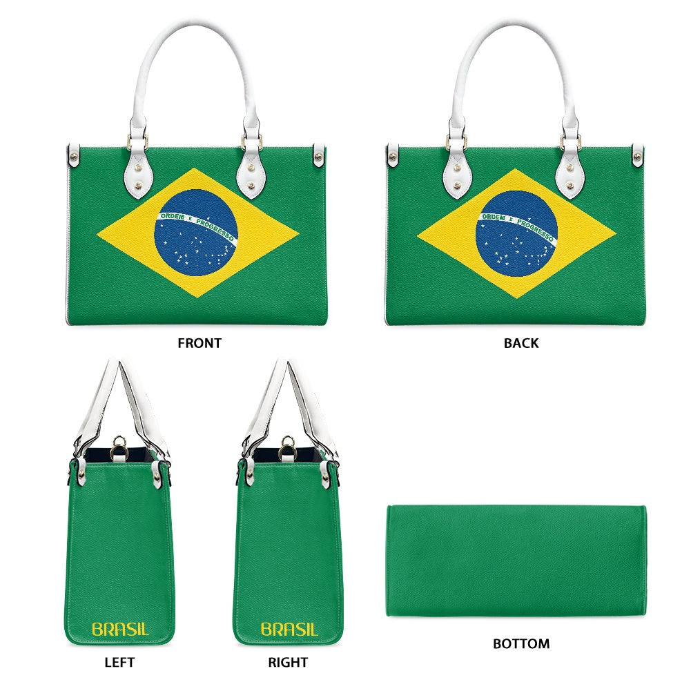 Brazil Flag Inspired PU Leather Handbag for Women – Stylish Shoulder Bag with Large Capacity and Elegant Design - Luv My Flag