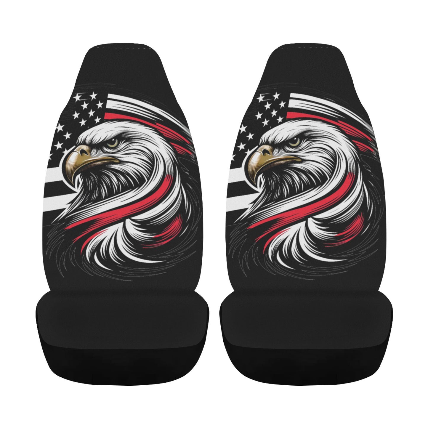 Thin Red Line Flag Eagle Car Seat Cover Airbag Compatible(Set of 2)