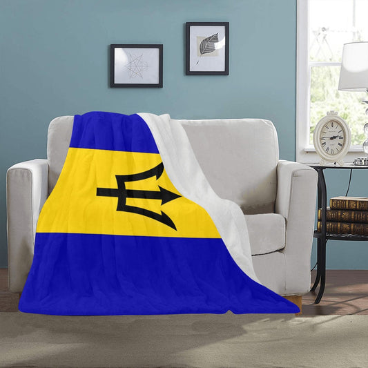 Cozy flag-themed blanket by Luv My Flag on sofa.