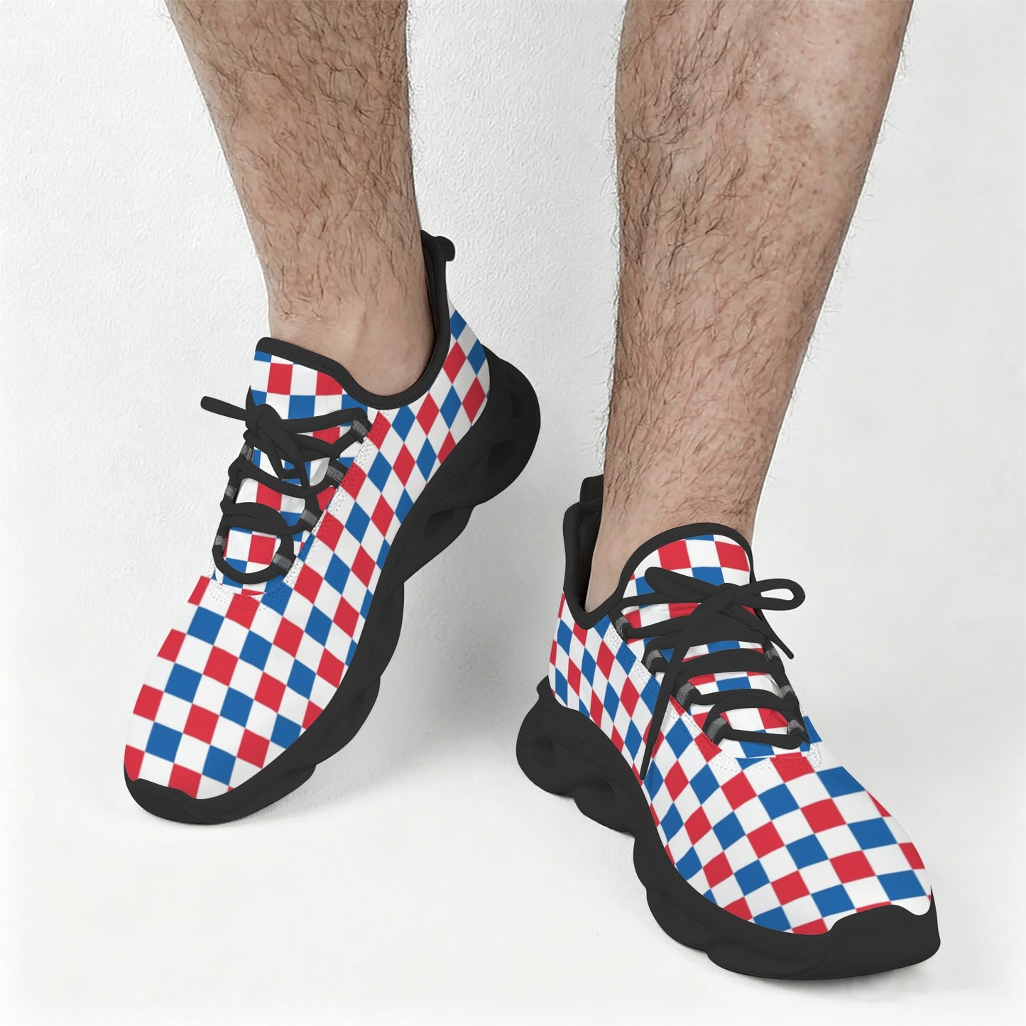 USA/American Flag Inspired Checkered Pattern Men's Twisted Sole Sneakers