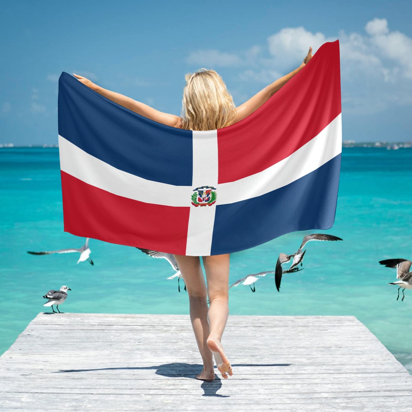 Dominican Republic Flag Beach Towel 31"x71" (Made in USA)
