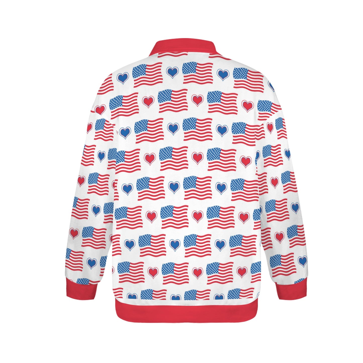 USA/American Flag Pattern Women's Quarter Zip Pullover Sweatshirt