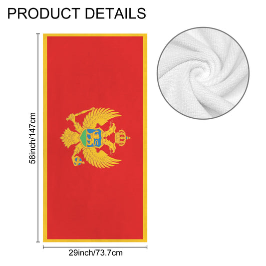 Montenegro Flag Inspired Custom Bath Towel 29"x58"(Made in USA)