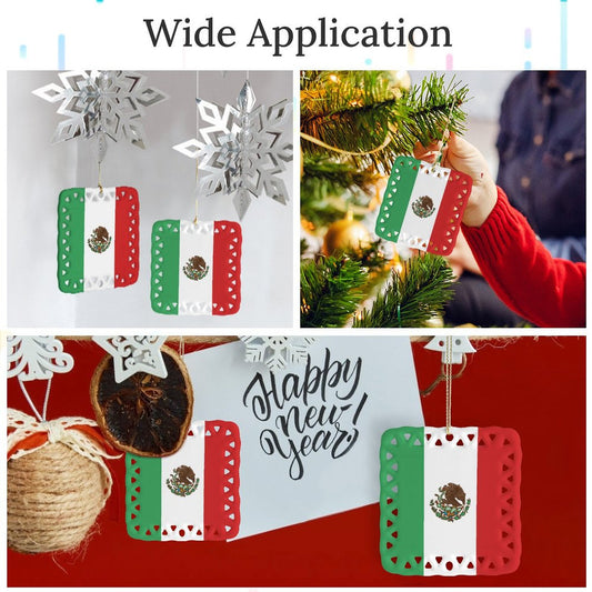 Mexico Flag Inspired Square Ceramic Ornament Made in the USA