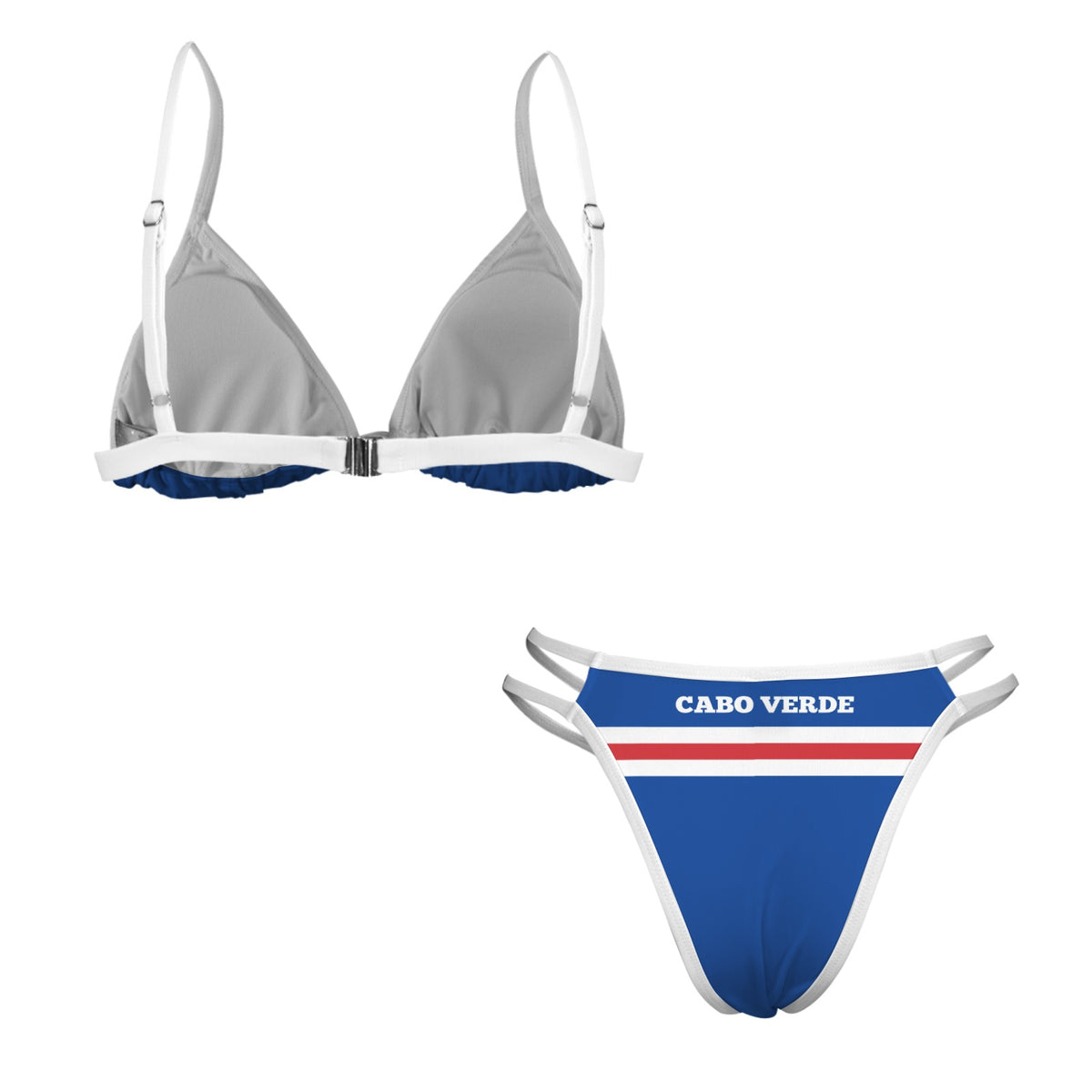 Cape Verde Flag Inspired Double-Strap Triangle Bikini Set