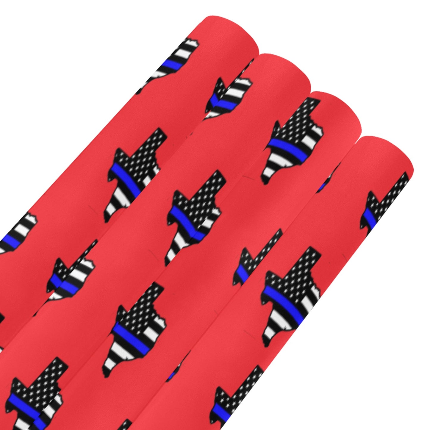 Thin Blue Line Flag Inspired Texas Shape Custom Gift Wrapping Paper 58"x 22.5" (4 Rolls)