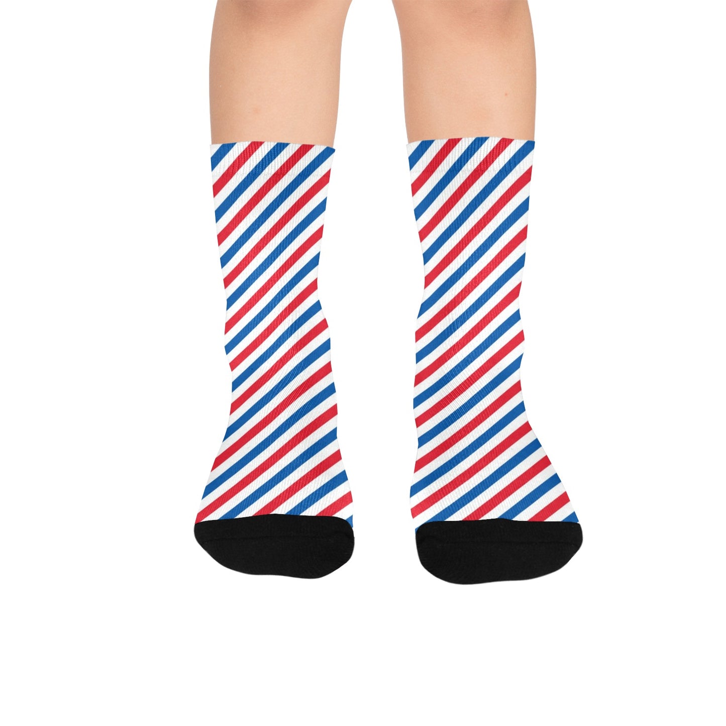 USA/American Flag Inspired Stripes Pattern Kid's Custom Socks (Made in the USA)