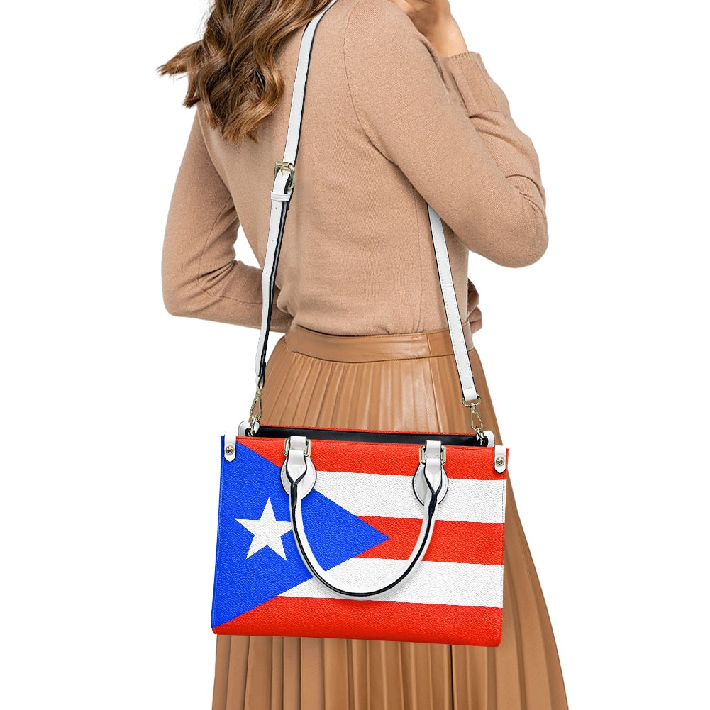 Puerto Rico Flag Bag With Island Swag – PU Leather Purse With Bold Tag - Luv My Flag