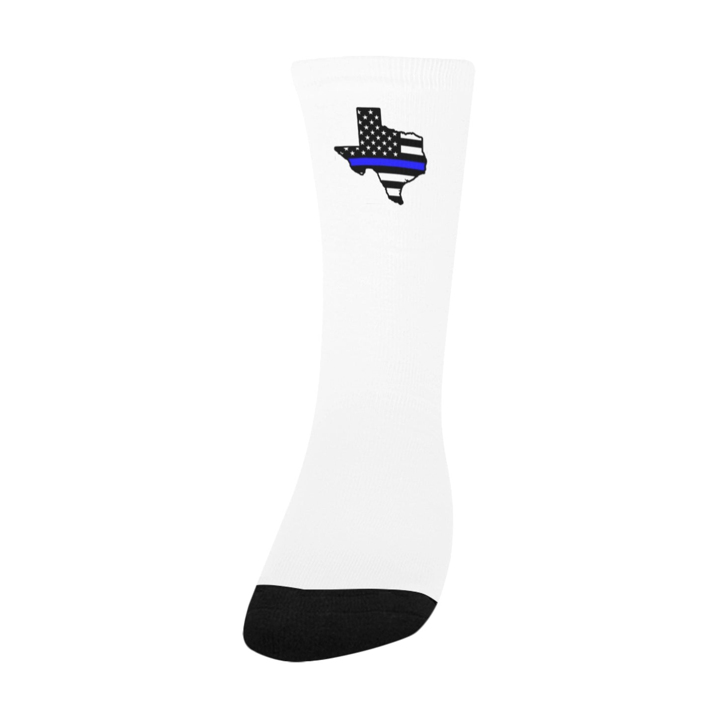 Thin Blue Line Flag Inspired Texas Shape Kid's Custom Socks (Made in the USA)