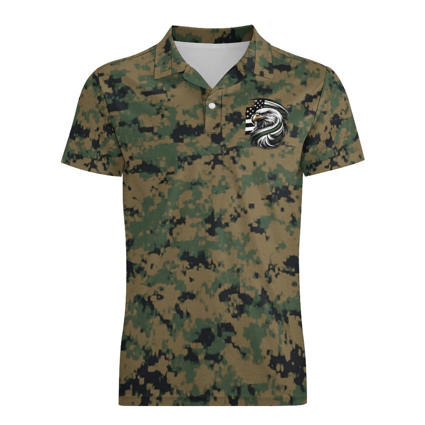 Thin Green Line Flag Inspired Eagle Men’s Premium Ice Silk Polo Shirt