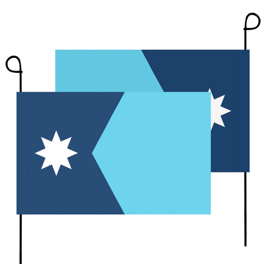 Two abstract blue flags with stars, by Luv My Flag.