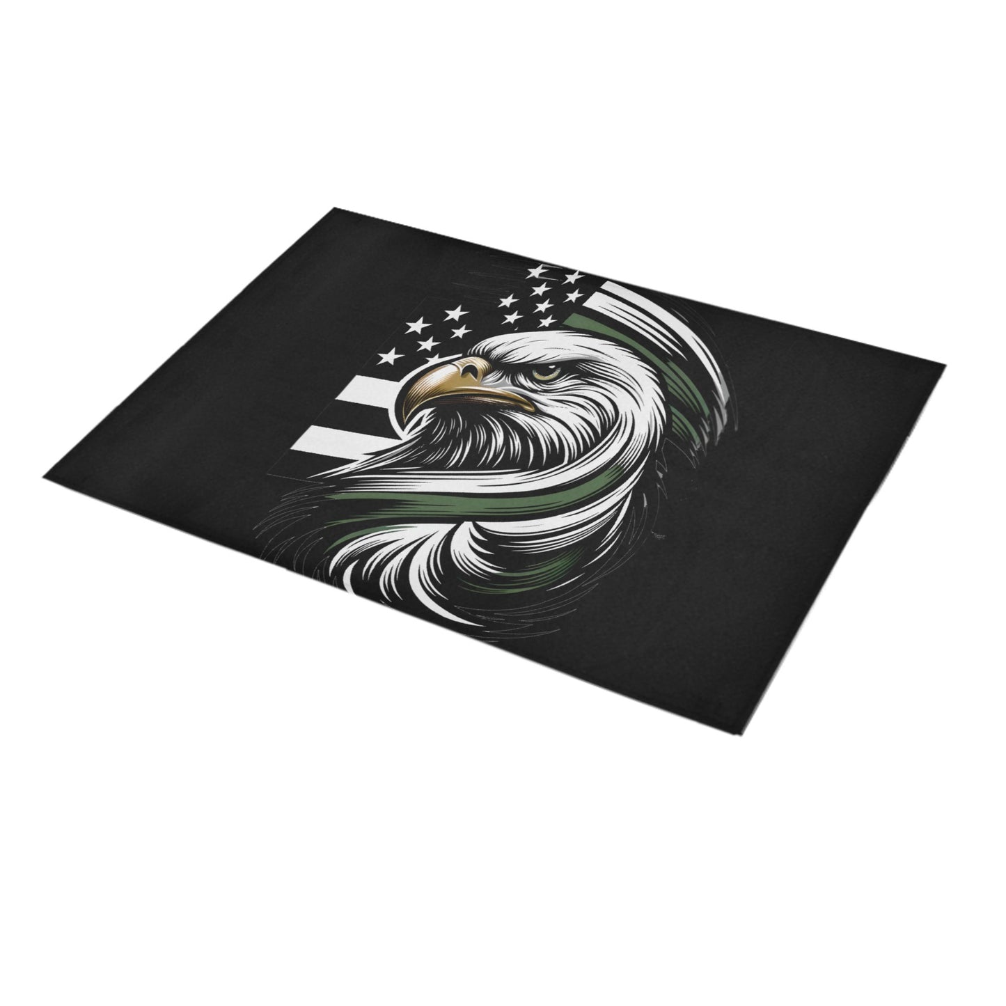 Thin Green Line Flag Inspired Eagle Doormat 30" x 18" (Sponge Material)
