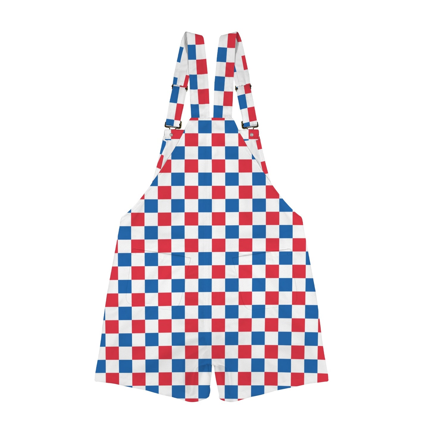 USA/American Flag Inspired Checkered Pattern Unisex Suspender Overalls