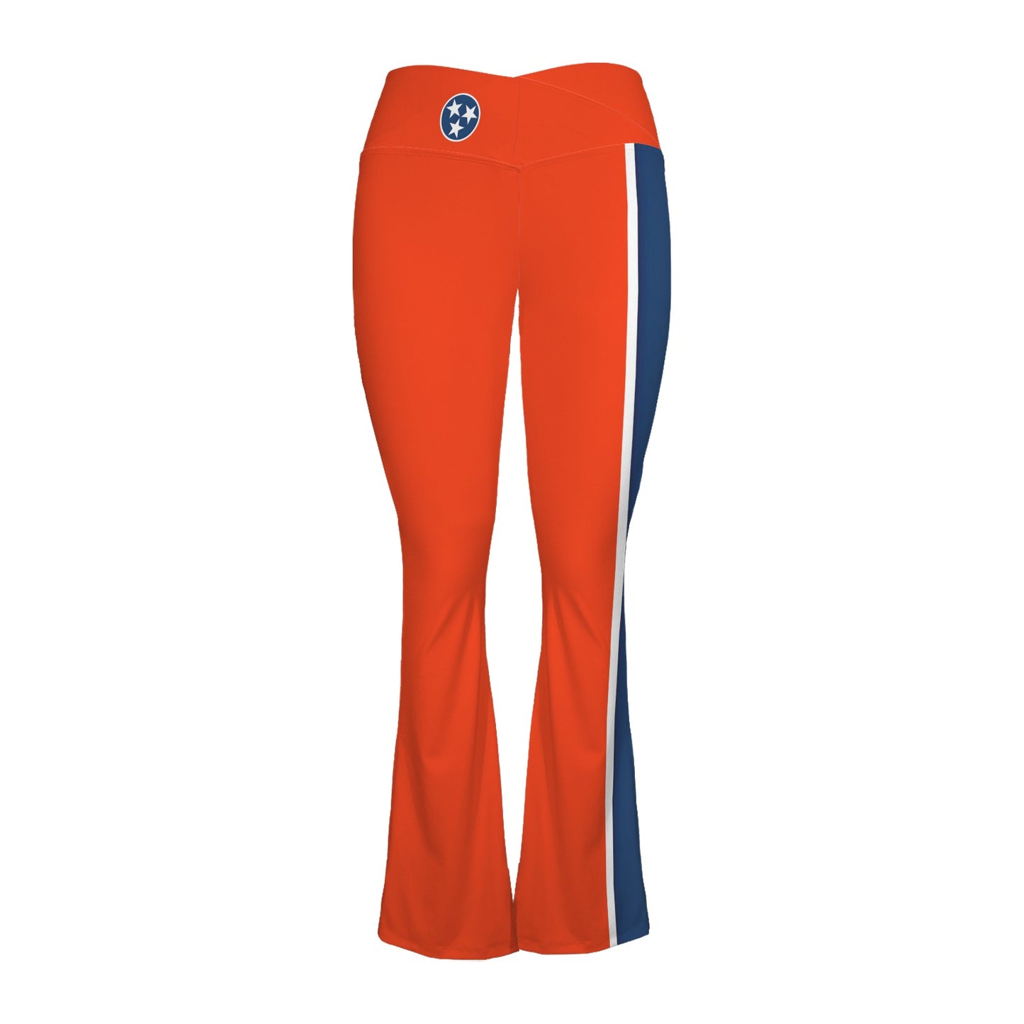 Tennessee Flag Inspired Women's V-Crossover High Waisted Flare Leggings