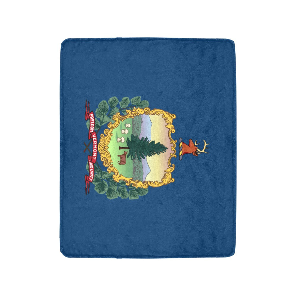 Blue Vermont flag blanket by Luv My Flag, detailed design.