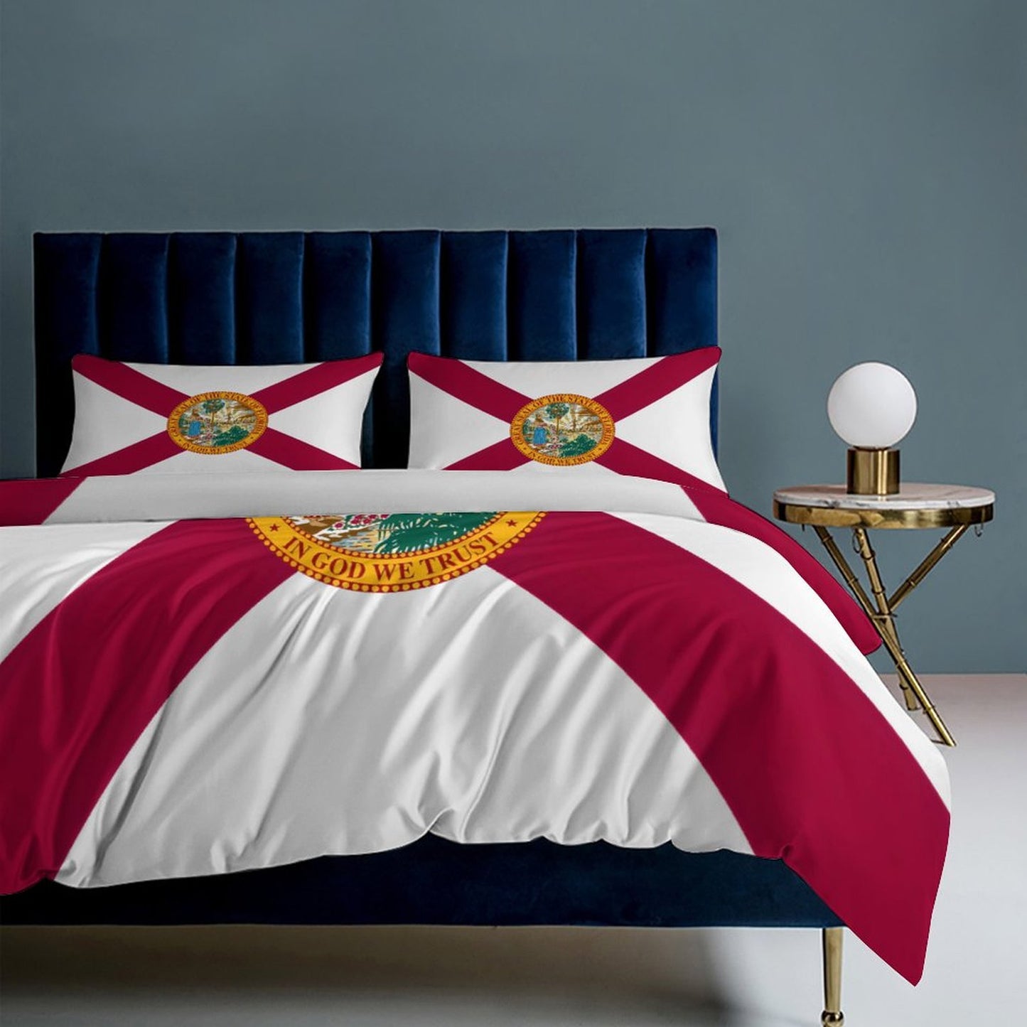 Florida Flag Inspired 3-Piece Bedding Set (1 Duvet Cover + 2 Pillow Shams) – 102"×90"