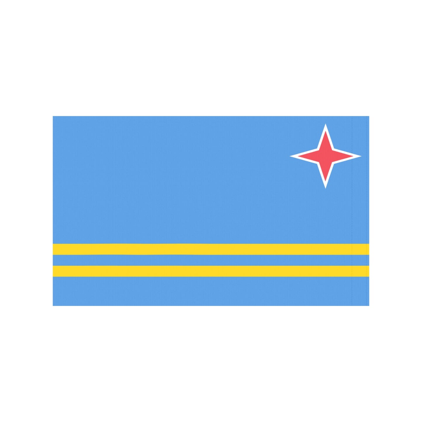 Flag with two yellow stripes, red star. Luv My Flag.