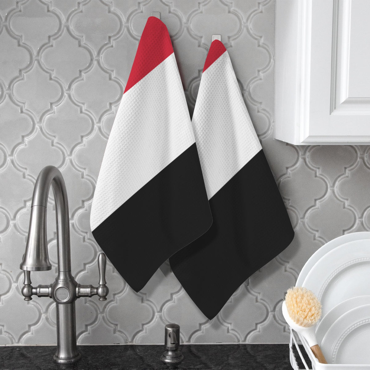 Yemen Flag Inspired Kitchen Towel 40X60cm (Pack of 2) | Printed In the USA