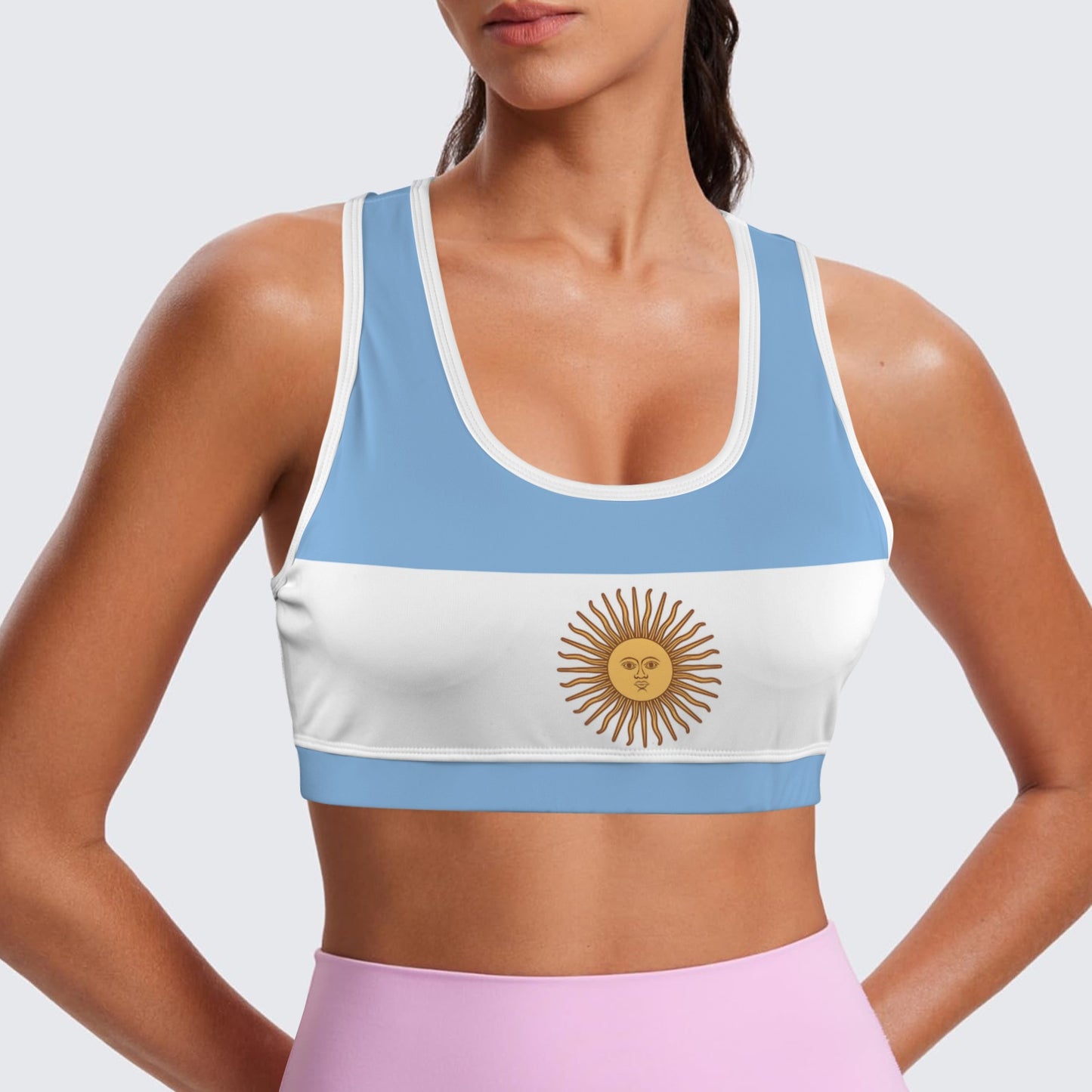 Argentina Flag Racerback Sports Bra