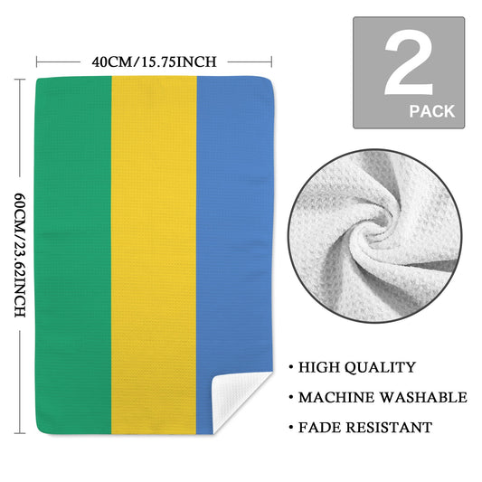 Gabon Flag Inspired Kitchen Towel 40X60cm (Pack of 2) | Printed In the USA