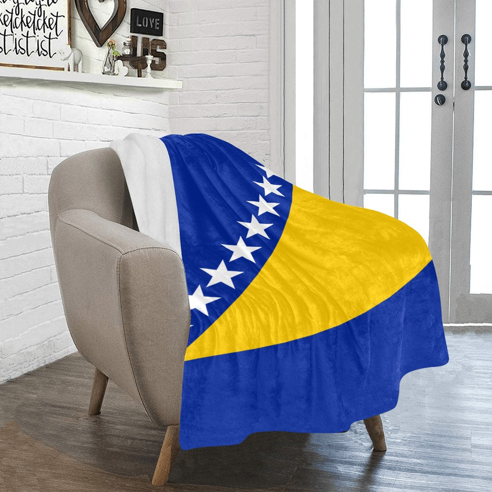 Cozy blanket featuring Bosnia flag design by Luv My Flag.