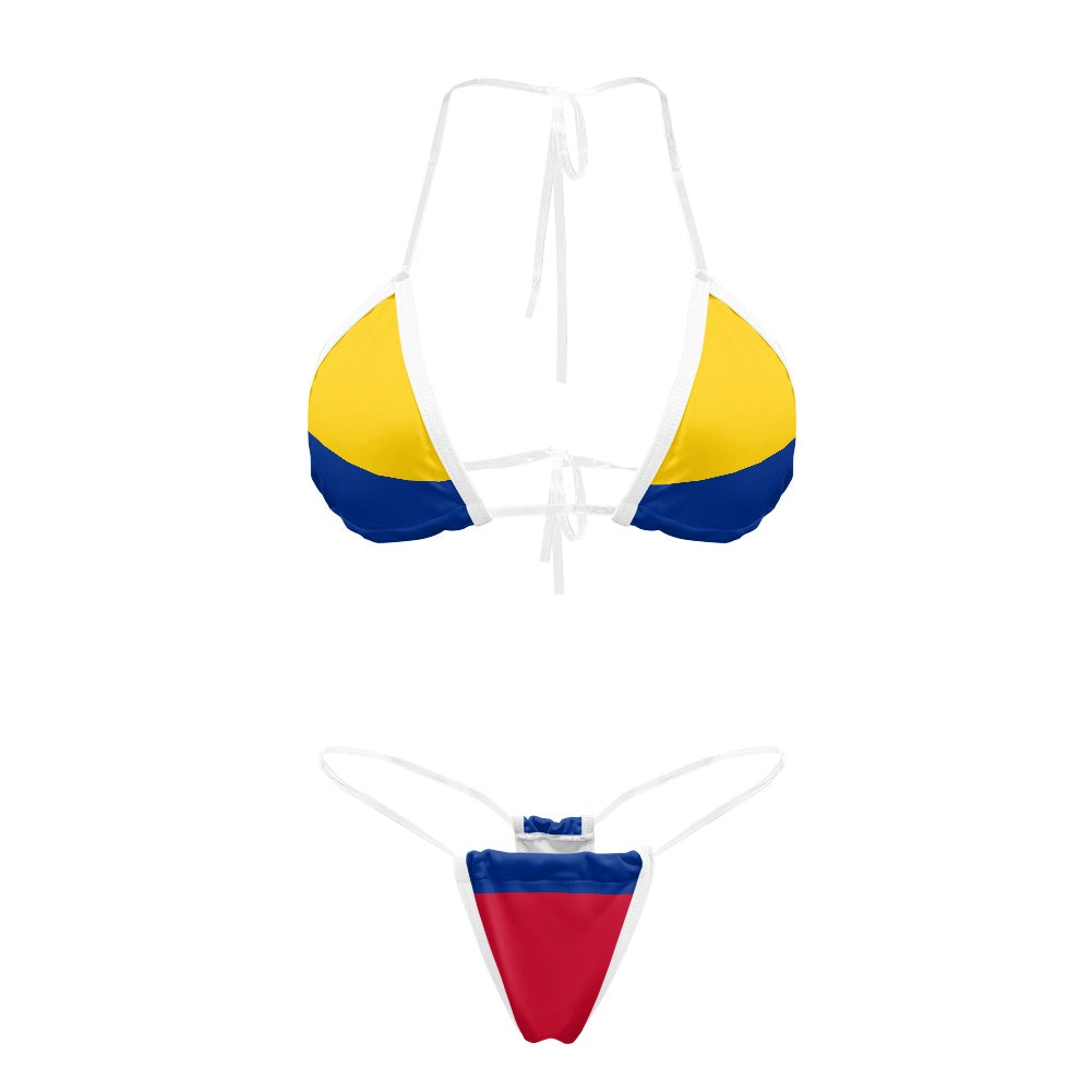 Colombia Flag Inspired Transparent String Thong Bikini