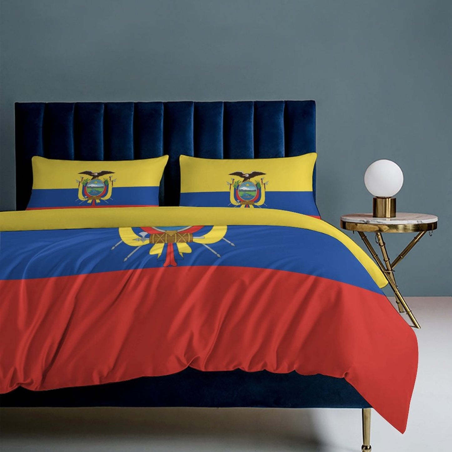 Ecuador Flag Inspired 3-Piece Bedding Set (1 Duvet Cover + 2 Pillow Shams) – 102"×90"