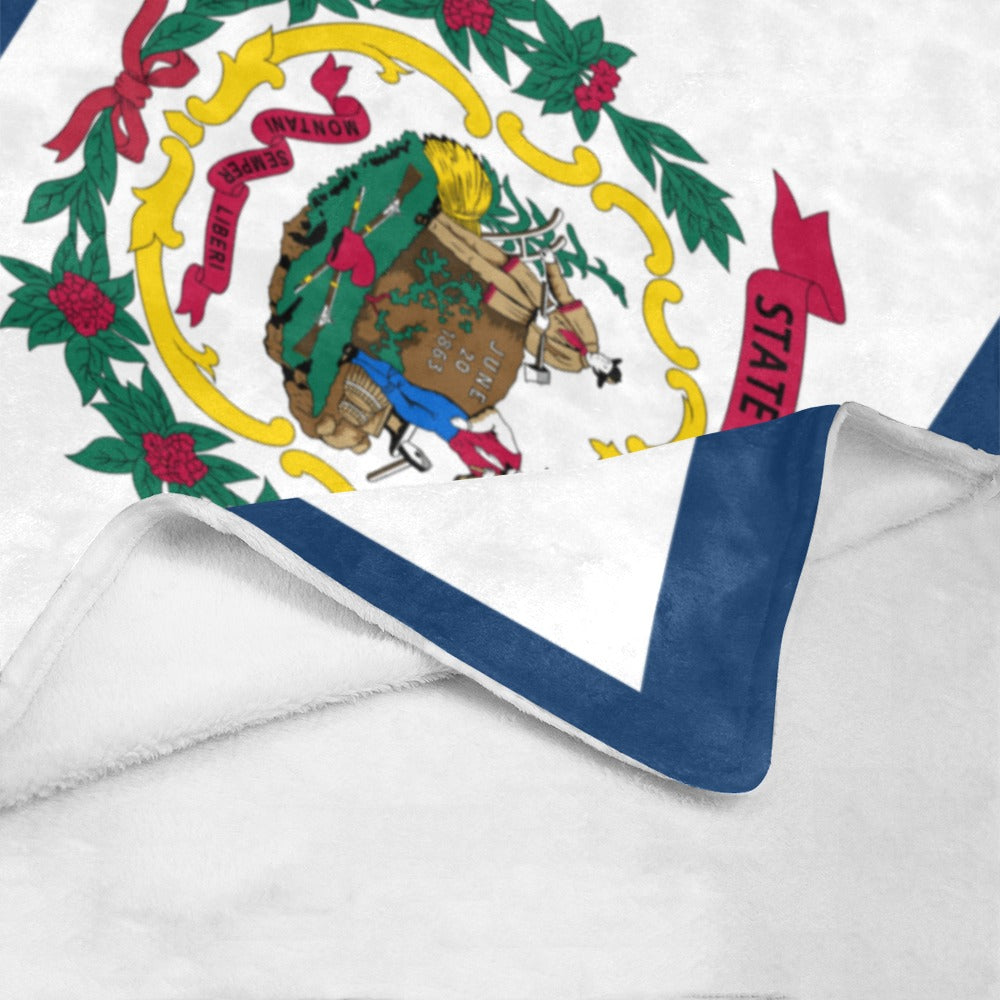 Folded blanket featuring West Virginia flag by Luv My Flag.