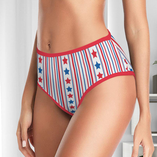 USA/American Flag Inspired Stars & Stripes Pattern Women's High Waisted Brief