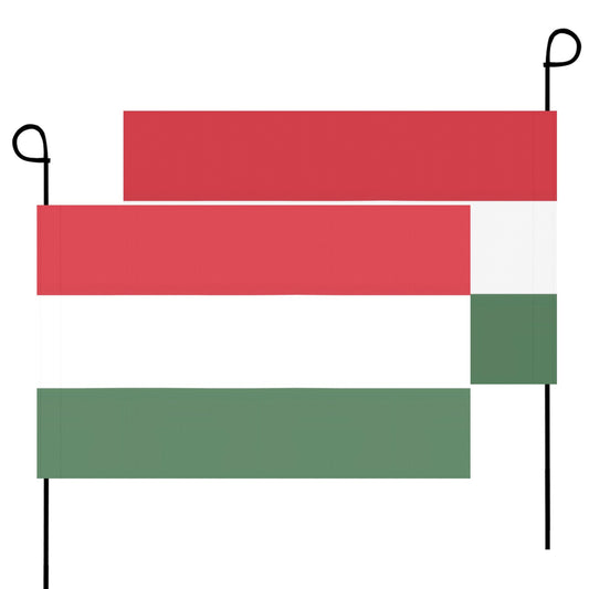 Two Hungary garden flags with poles, by Luv My Flag.
