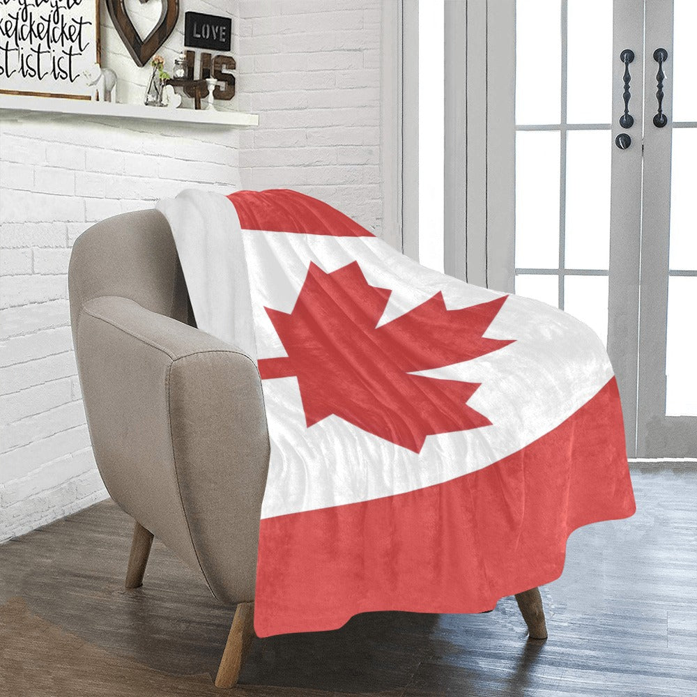 Chair with Luv My Flag blanket featuring Canadian flag.