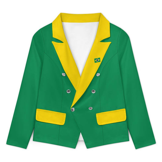 Brazil Flag Inspired Women’s Double Breasted Blazer