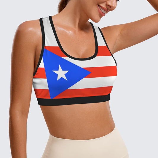 Puerto Rico Flag Racerback Sports Bra
