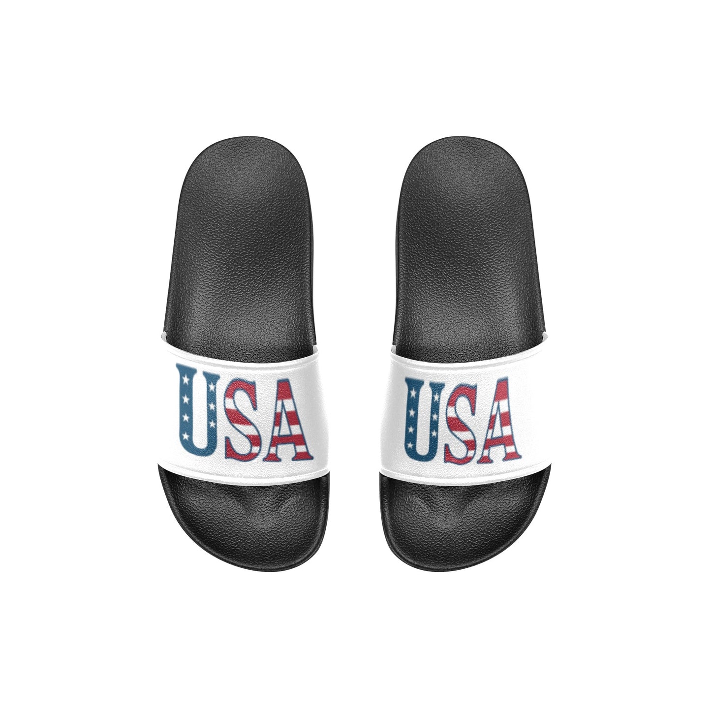USA/American Flag Inspired USA Letters Kid's Slide Sandals