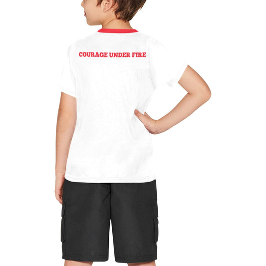 Thin Red Line Flag Eagle Boys Crew Neck T-Shirt Made in the USA