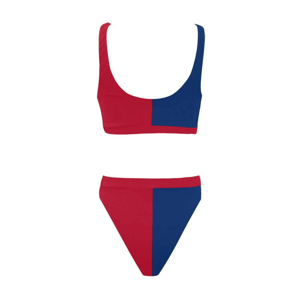 Texas Flag Inspired Sport Top & High-Waisted Bikini Swimsuit
