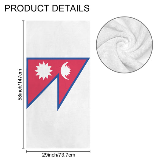 Nepal Flag Inspired Custom Bath Towel 29"x58"(Made in USA)