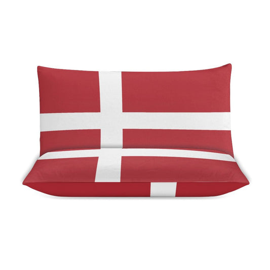 Denmark Flag Inspired 3-Piece Bedding Set (1 Duvet Cover + 2 Pillow Shams) – 102"×90"