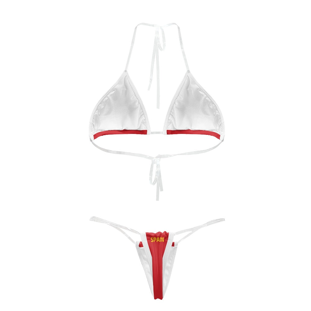 Spain Flag Inspired Transparent String Thong Bikini
