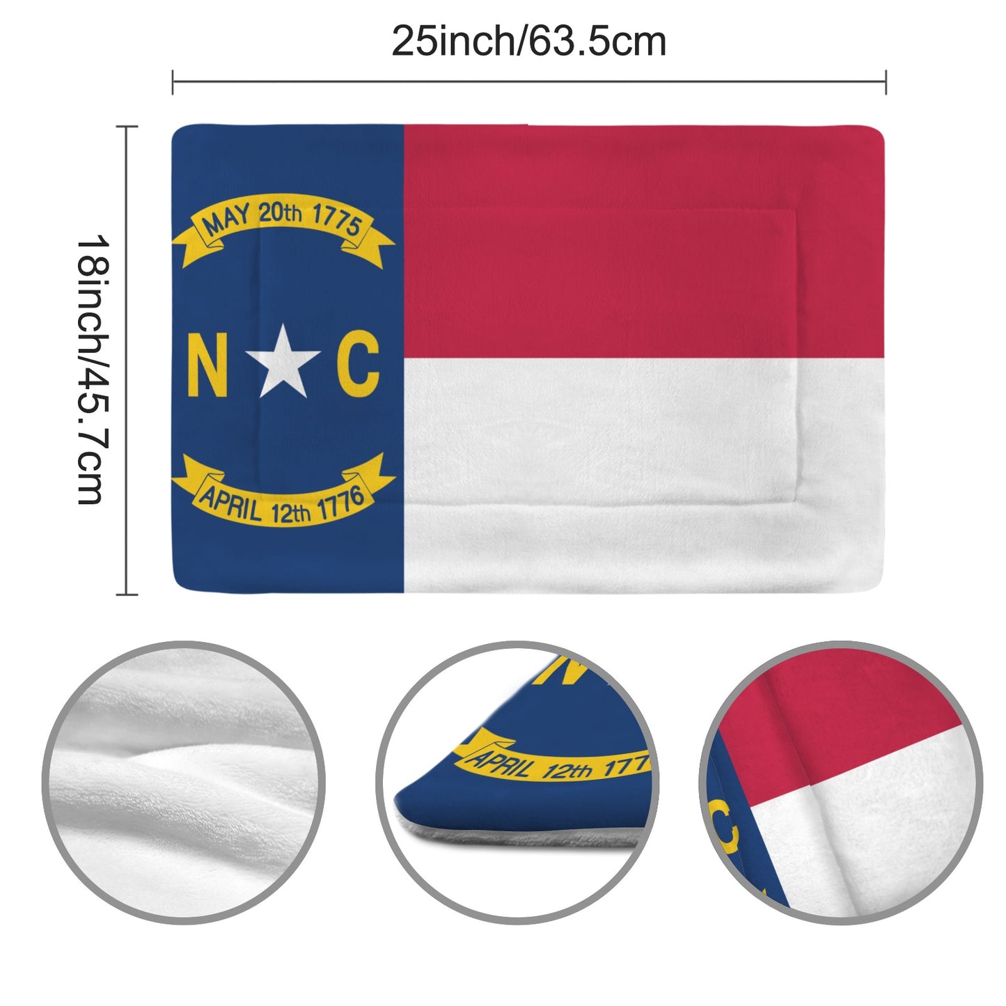 North Carolina Flag Inspired Pet Mat 25x18inch (Made in the USA)