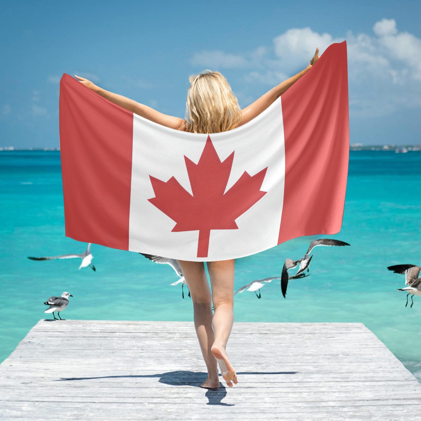 Canada Flag Inspired Beach Towel 31"x71" (Made in USA)
