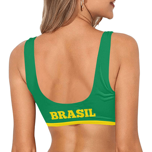 Brazil Flag Inspired Sport Bikini Top