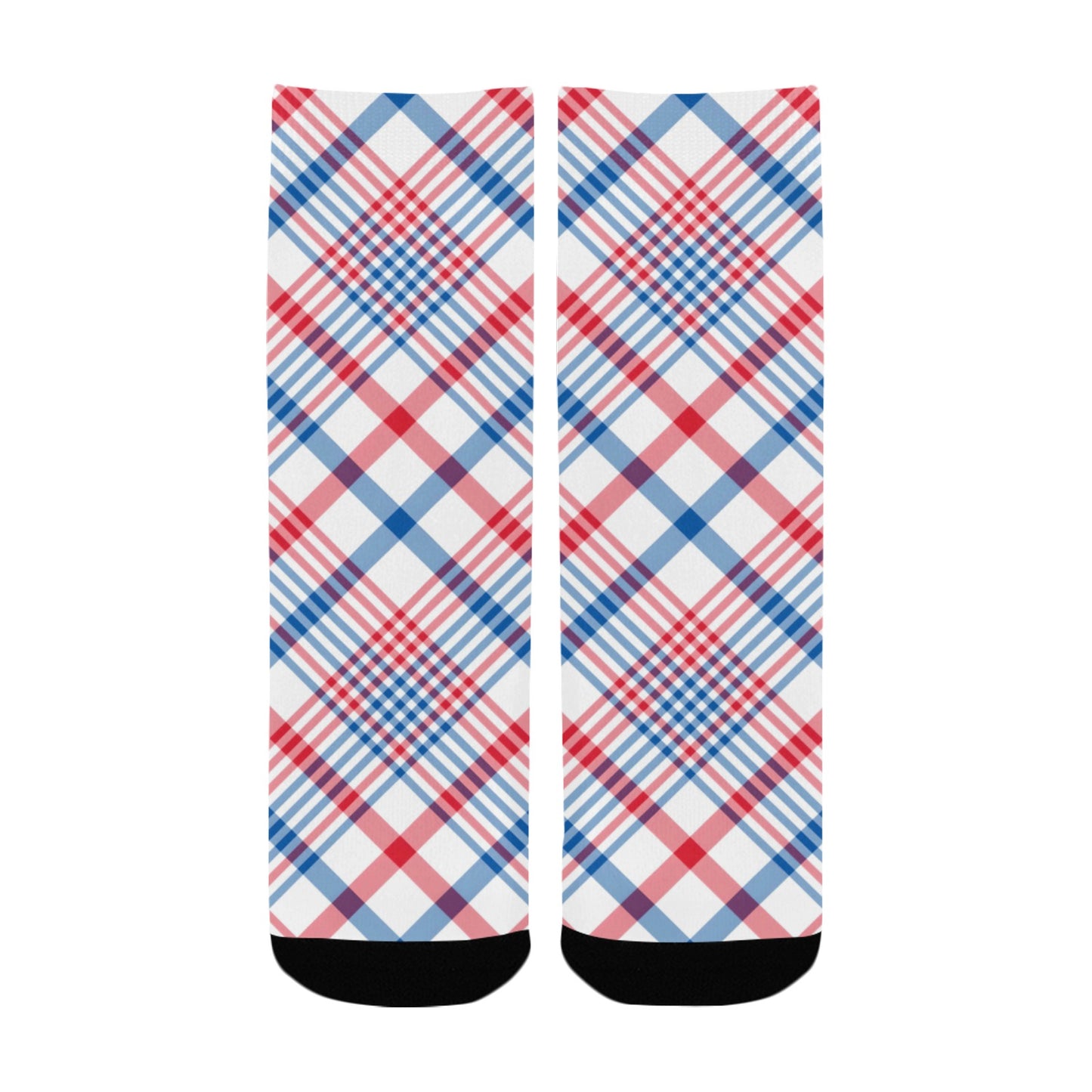 USA/American Flag Inspired Plaid Pattern Kid's Custom Socks (Made in the USA)