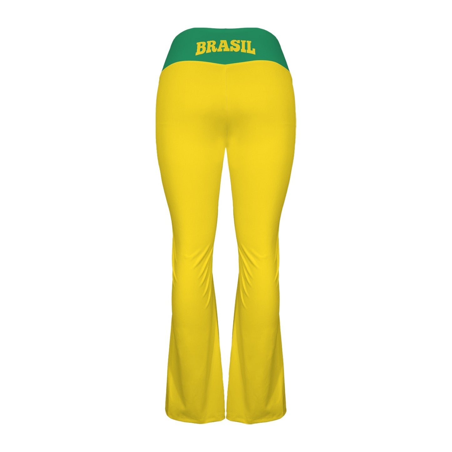 Brazil Flag Inspired Women's V-Crossover High Waisted Flare Leggings