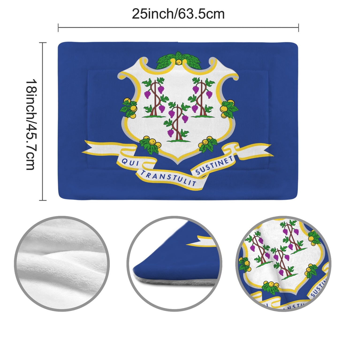 Connecticut Flag Inspired Pet Mat 25x18inch (Made in the USA)