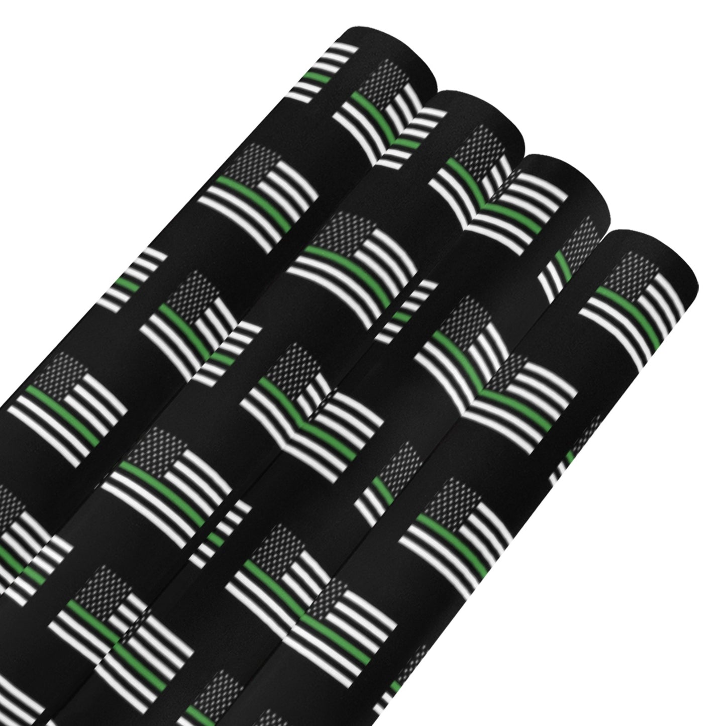 Thin Green Line Flag Inspired Custom Gift Wrapping Paper 58"x 22.5" (4 Rolls)