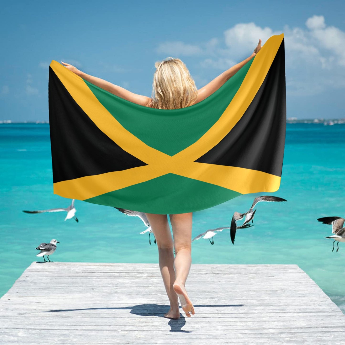 Jamaica Flag Inspired Beach Towel 31"x71" (Made in USA)