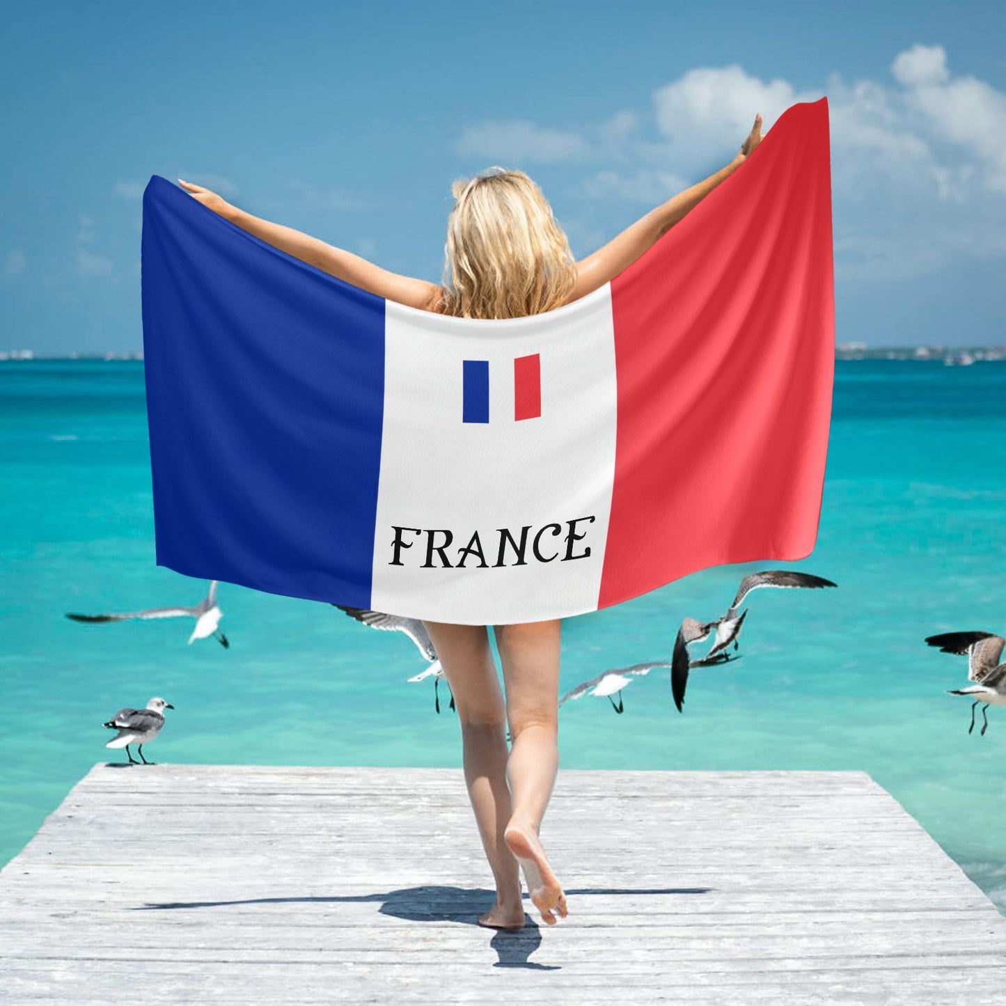 France Flag Beach Towel 31"x71" (Made in USA)