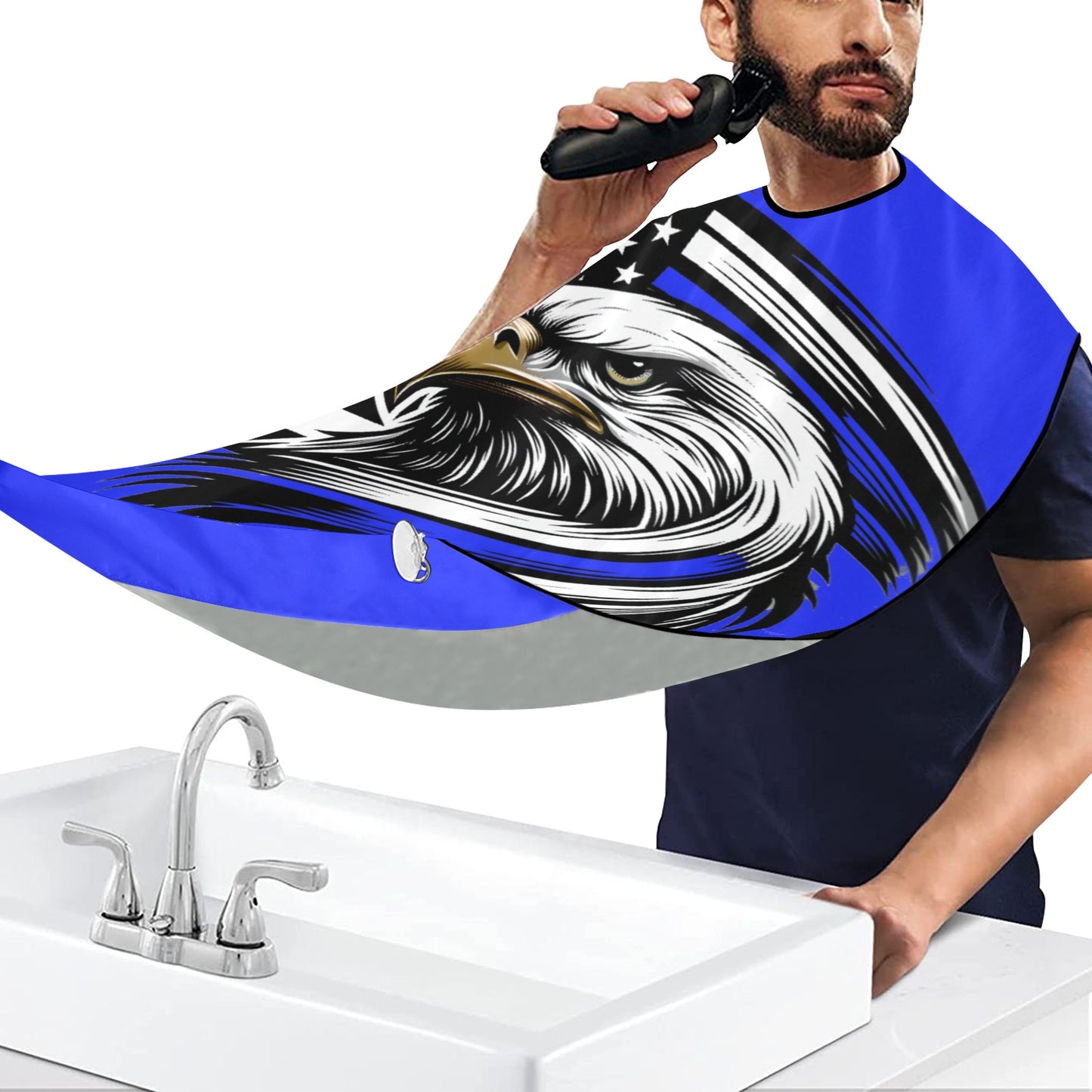 Thin Blue Line Flag Eagle Beard Bib Apron for Men Shaving & Trimming