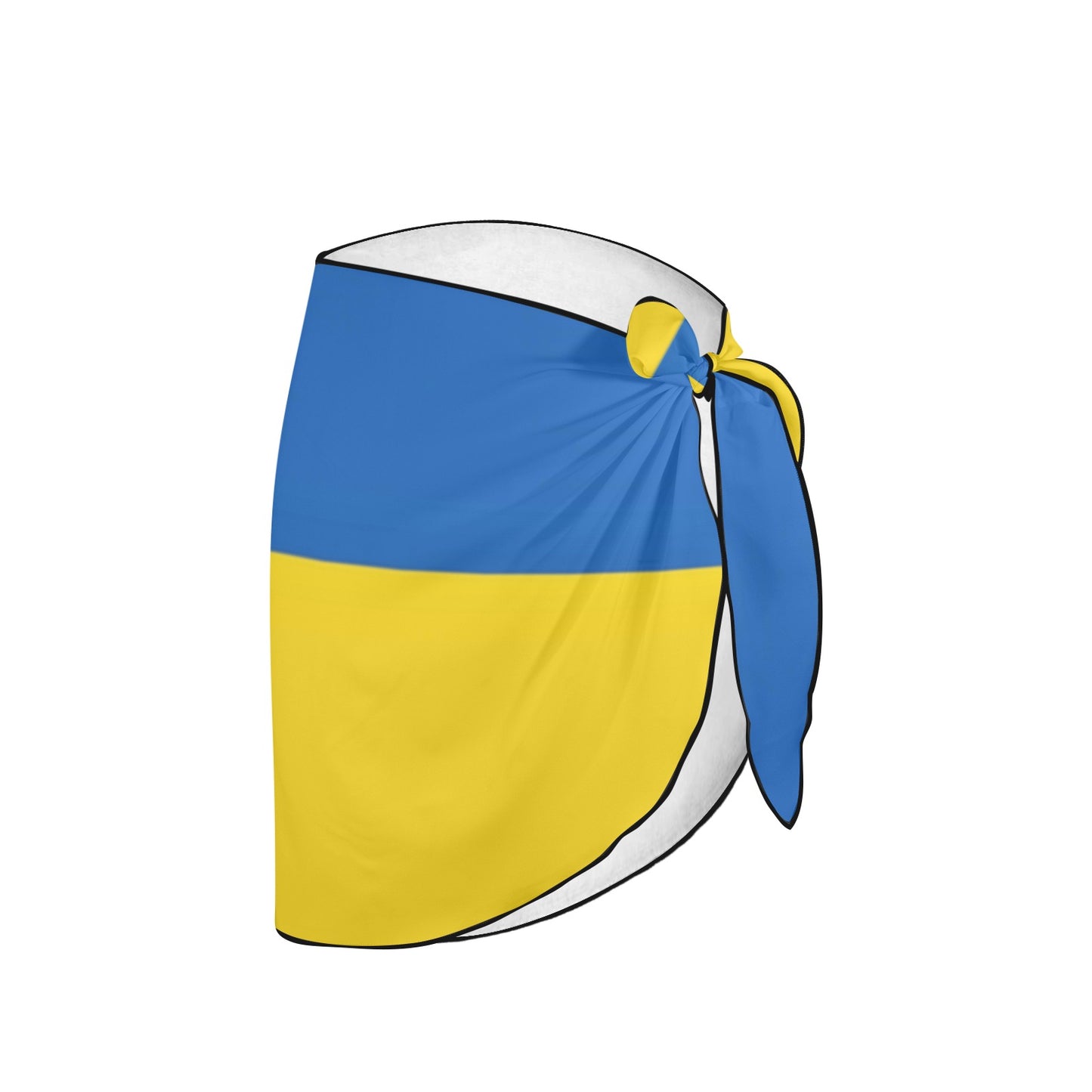 Luv My Flag sarong with Ukrainian flag design, tied knot.